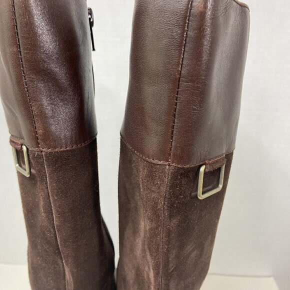 Coldwater Creek Chocolate Brown Leather & Suede Mid Calf Boot, size 6 - Picture 9 of 15